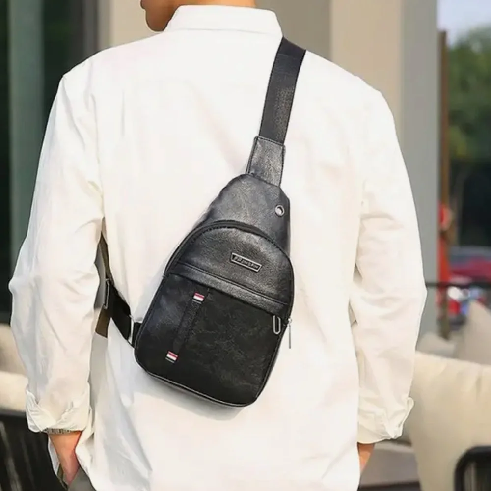 Black Crossbody Sling Backpack Men Shoulder Strap Sling Bag